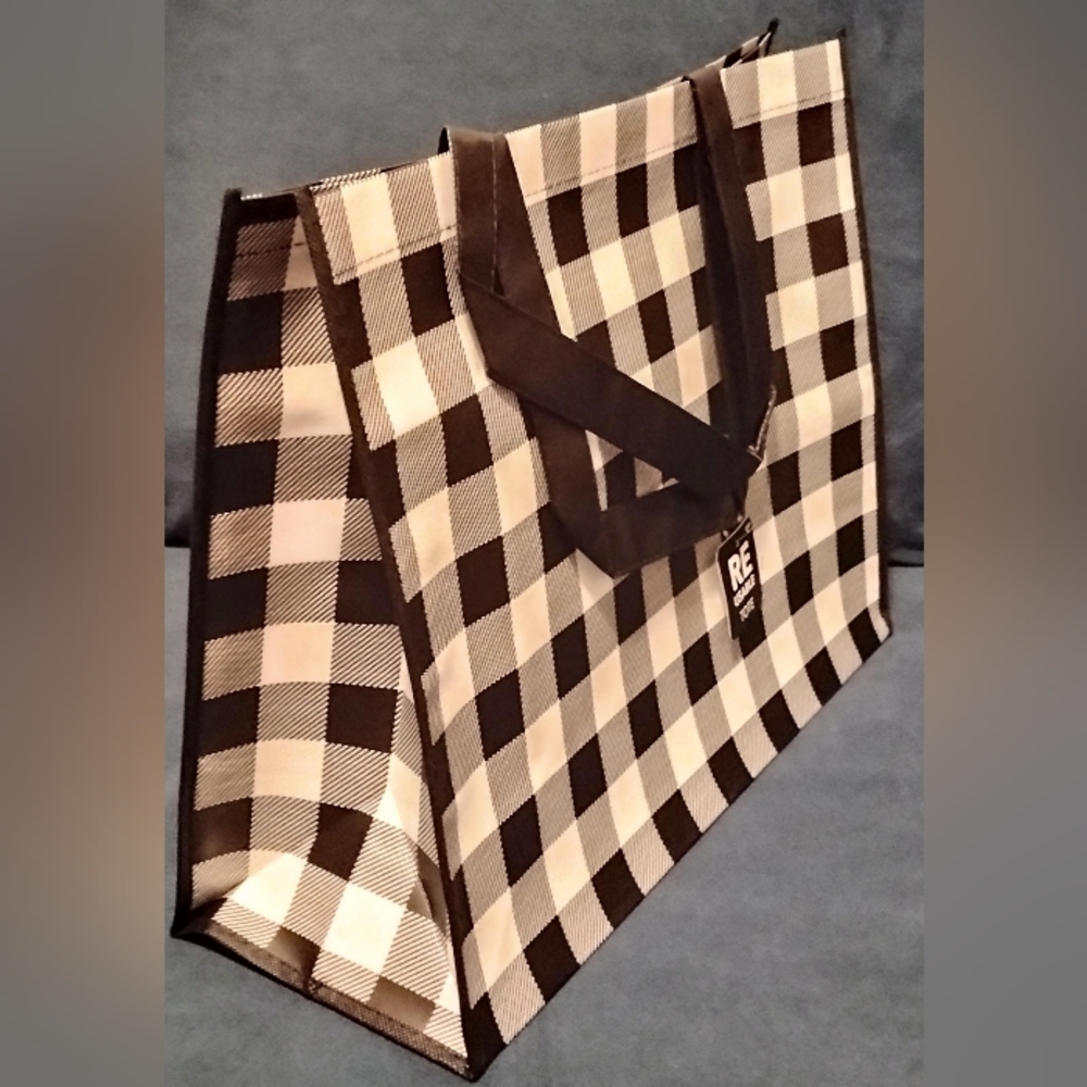 Black and White Checkered Re-Usable Tote Bag